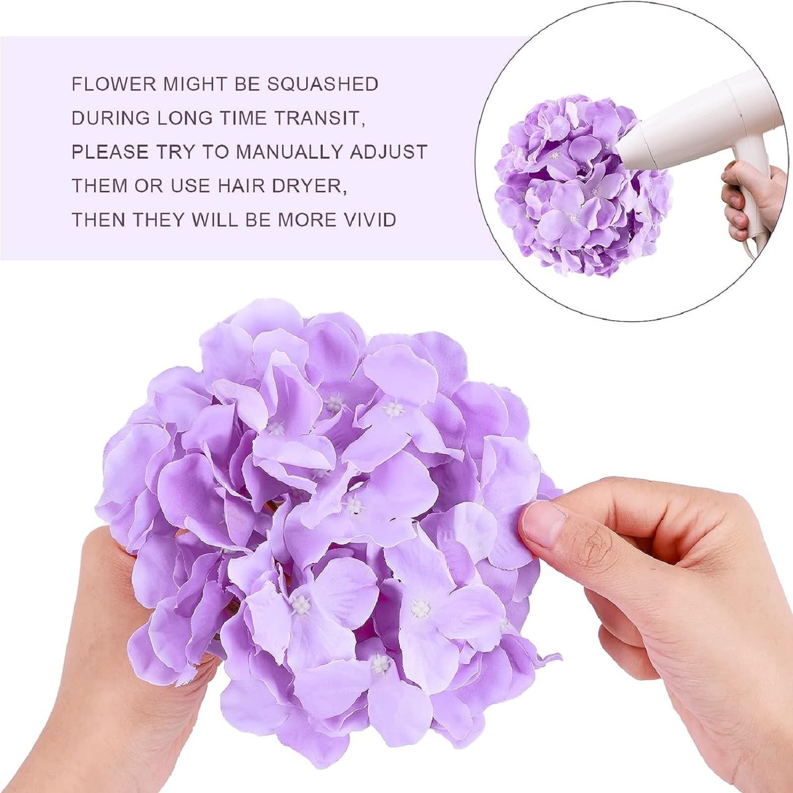 Tigeen 100 Pcs Hydrangea Artificial Flowers Bulk 7.48 Inch Artificial