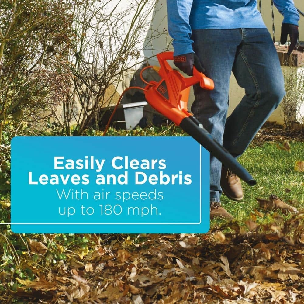 BLACK+DECKER 7 AMP 180 MPH 220 CFM Corded Electric Handheld Leaf Blower