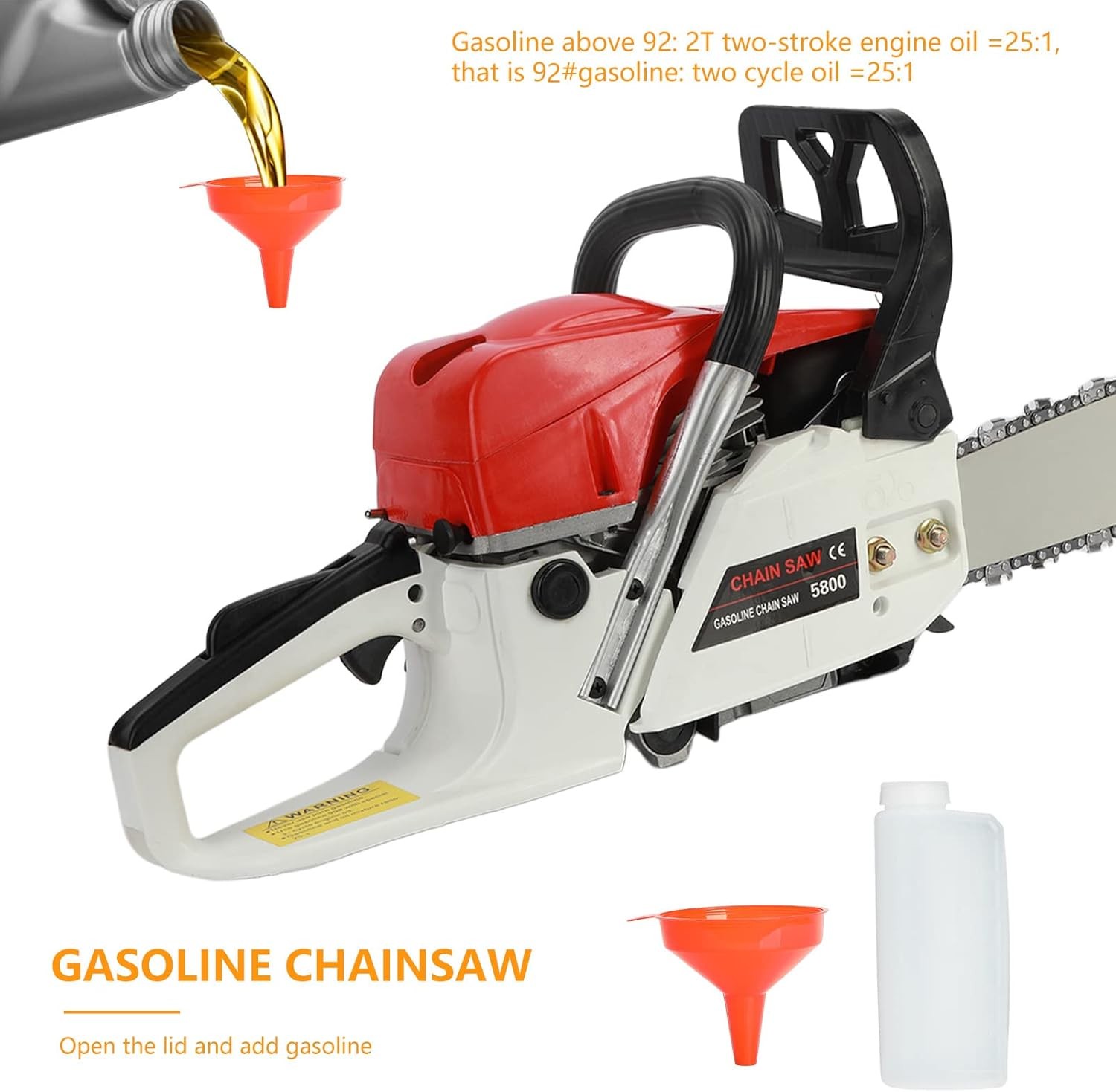 2-Stroke Gasoline Chainsaw 52 CC 20″ Bar Power Engine Wood Cutting Gas Chain Saw