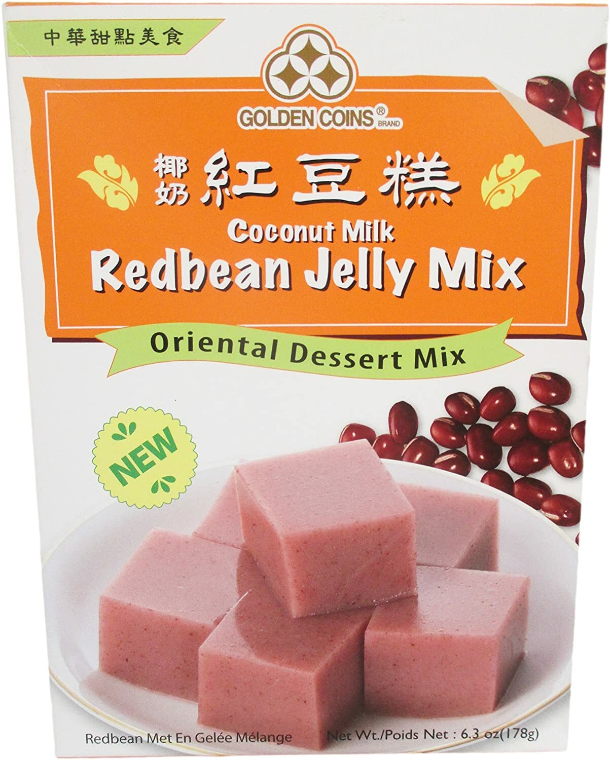 Golden Coins Coconut Milk Redbean Jelly Oriental Dessert Mix 6.3 oz Made in USA