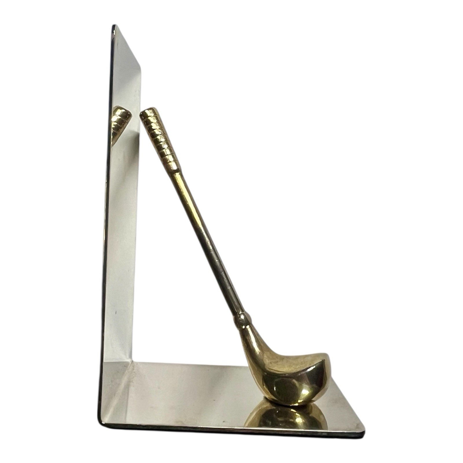 Chrome & Brass Golf Club Bookend – Single Golf-Themed Bookend