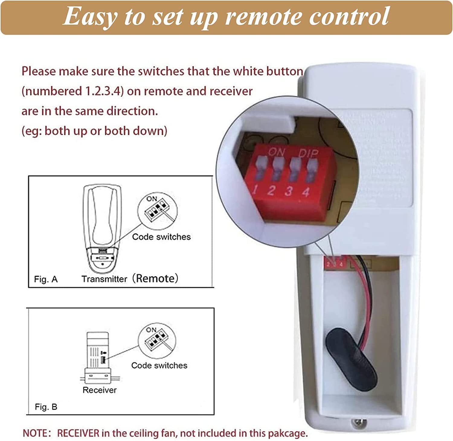 Ceiling Fan Remote Control Replacement for Harbor Breeze Hampton 3 Speed Dimmer