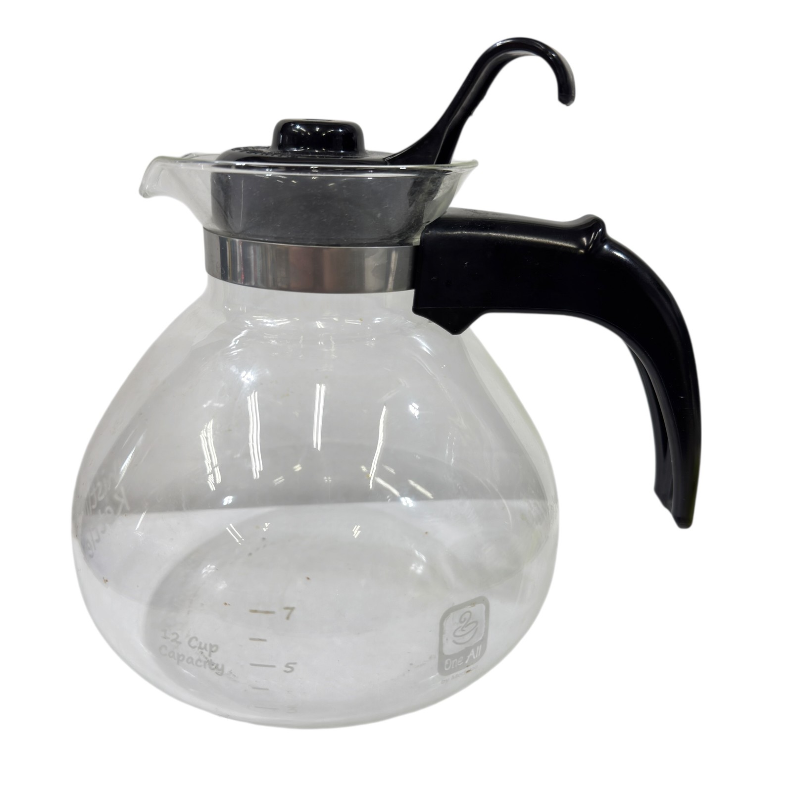 One All by Medelco Glass Whistling Tea Kettle 12 Cup Capacity Stovetop Clear