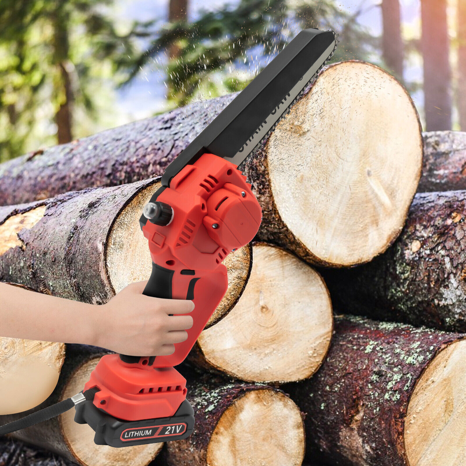 Mini Chainsaw Cordless 8 8 Inch Electric Chain Saw 800W With 2 Battery Power US