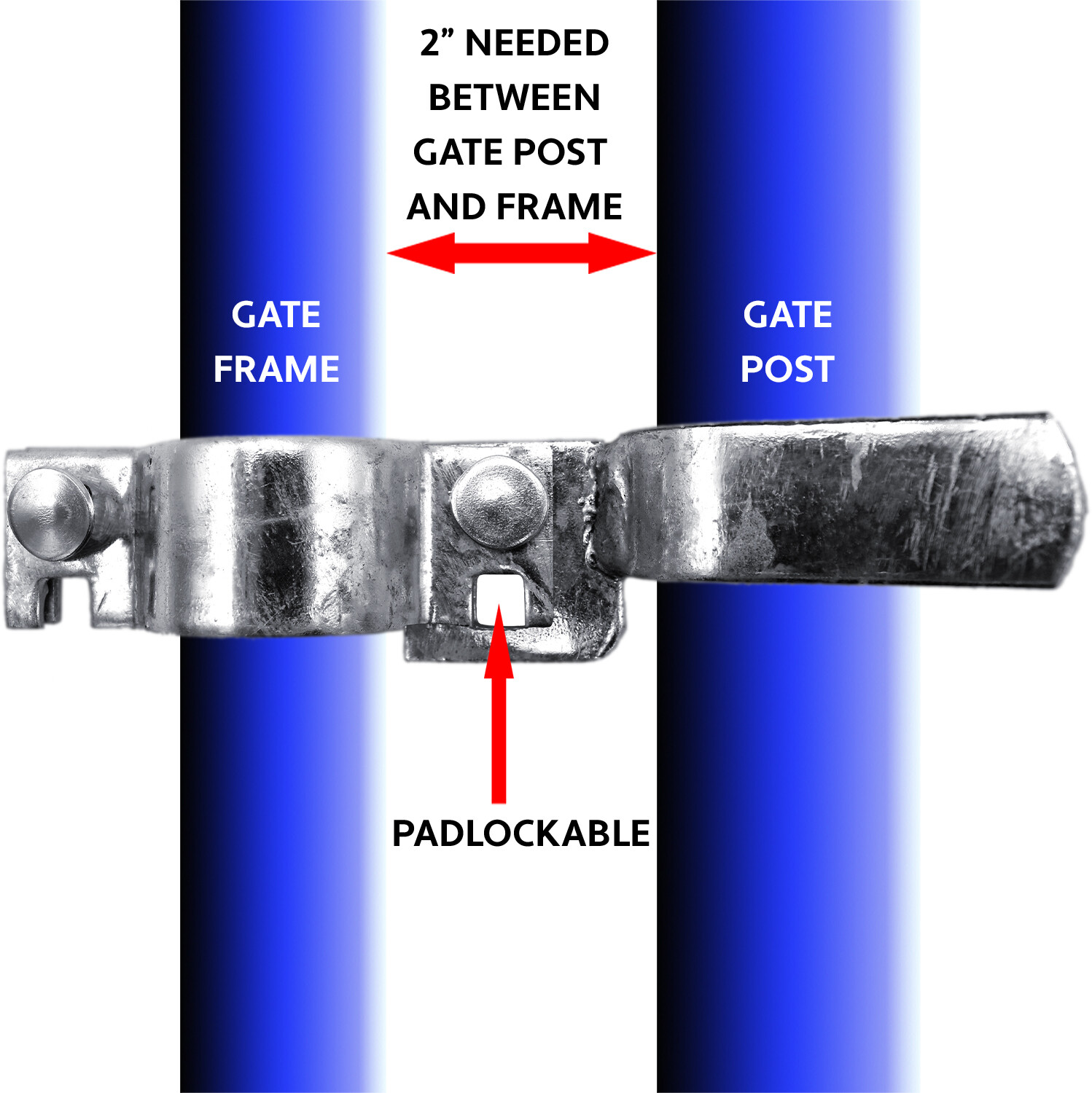 Residential Chain Link Fence Gate Fork Latch: 1-3/8″ x 1-3/8″ to 1-7/8″ x 4″