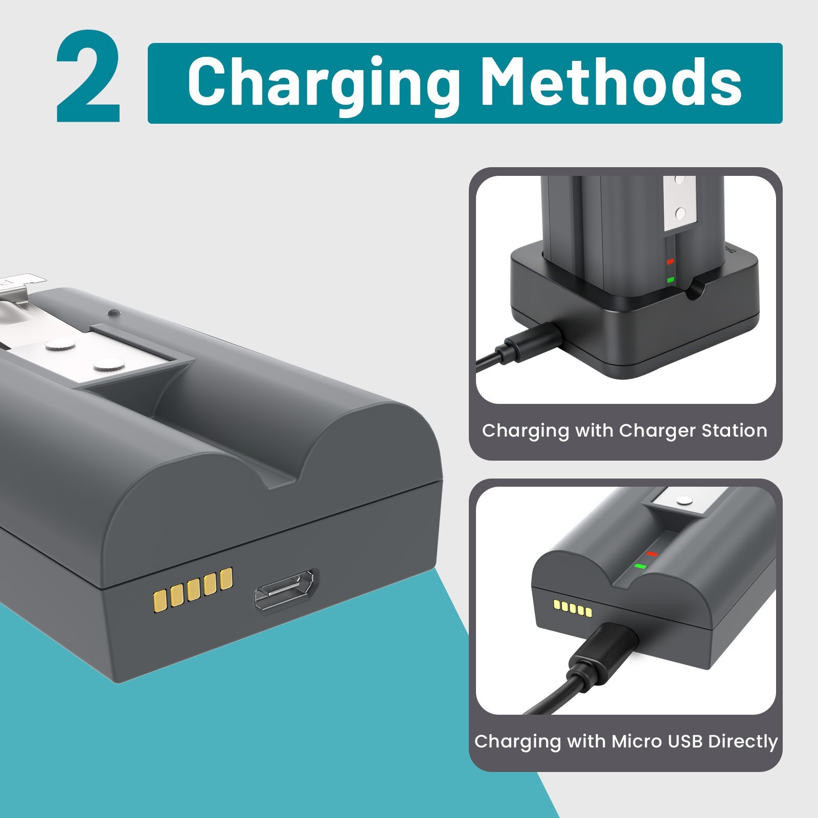 2 Pack 8000mAh Rechargeable Battery and Charger Station for Ring Doorbell 2/3/4