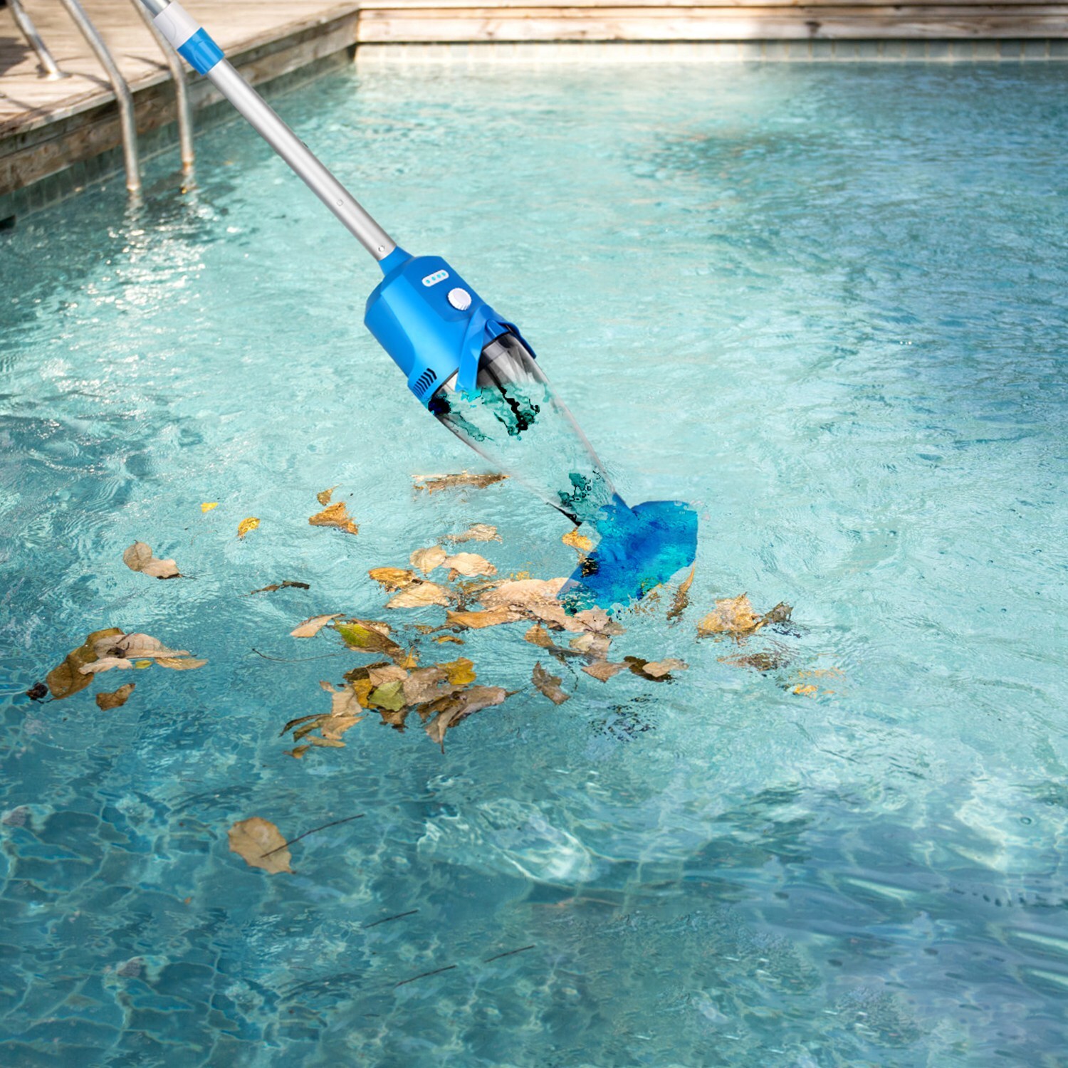 Cordless Pool Vacuum with Telescopic Pole Powerful Suction IPX8 Waterproof