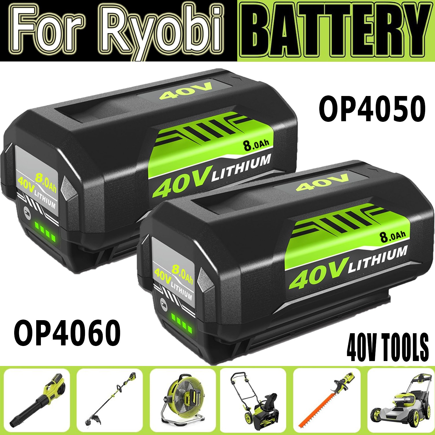 40V 8000mah For Ryobi OP4050 OP4060 OP4050 OP40602 OP40261 Lithium-ion Battery