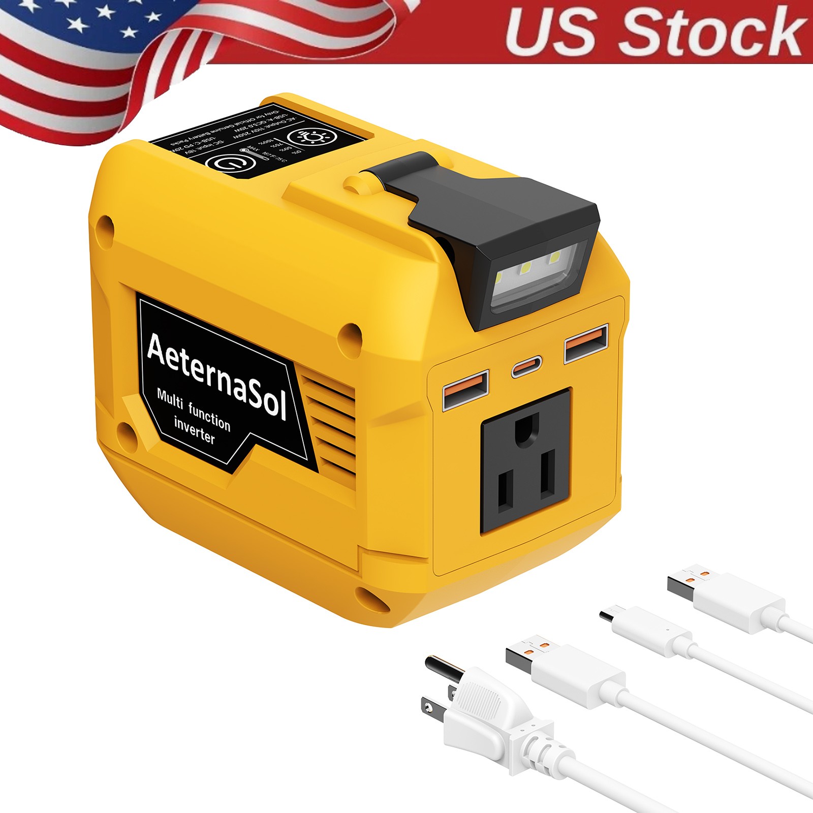 250W Power Inverter For Dewalt Battery 20V 110V 3 USB Outlet Portable Camping