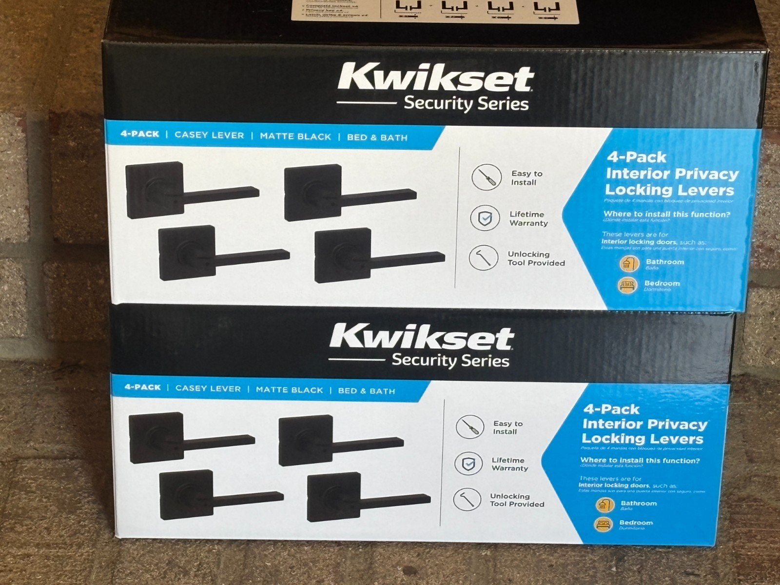 8X Kwikset Casey Privacy Locking Door Bed & Bath Handle Matte Black 93002-068