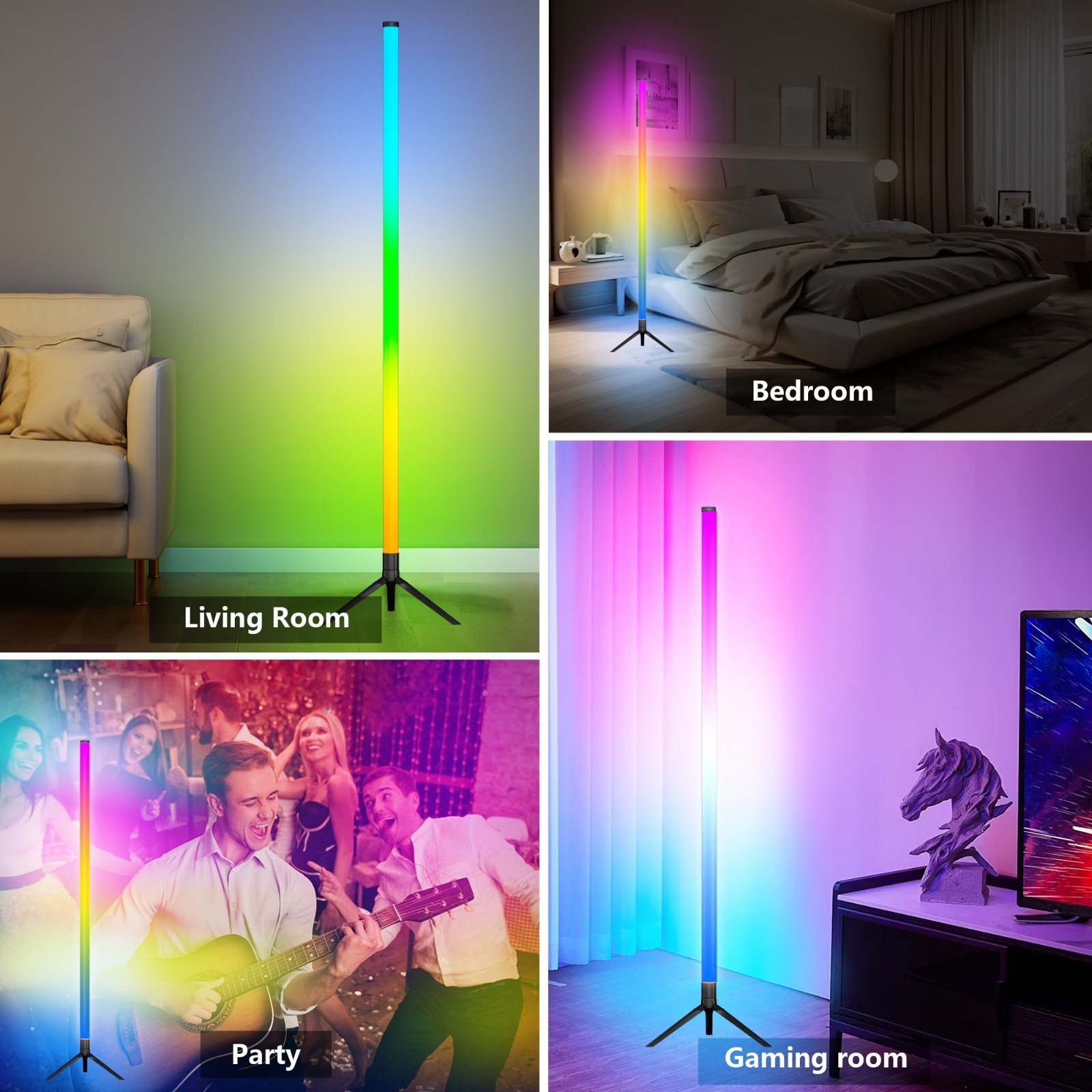 56inch Corner Floor Lamp Color Changing LED Modern Mood With App &Remote Control