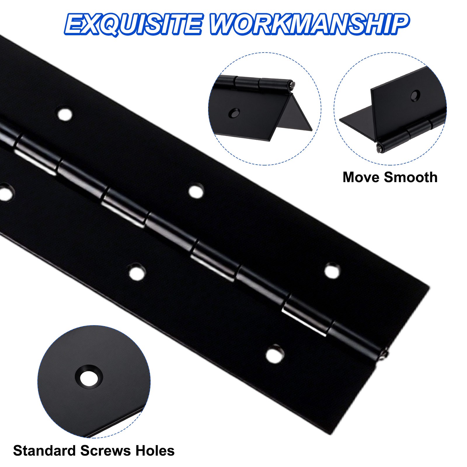 Stainless Steel Piano Hinge 36 Inch x 3 Inch Continuous Hinge Black