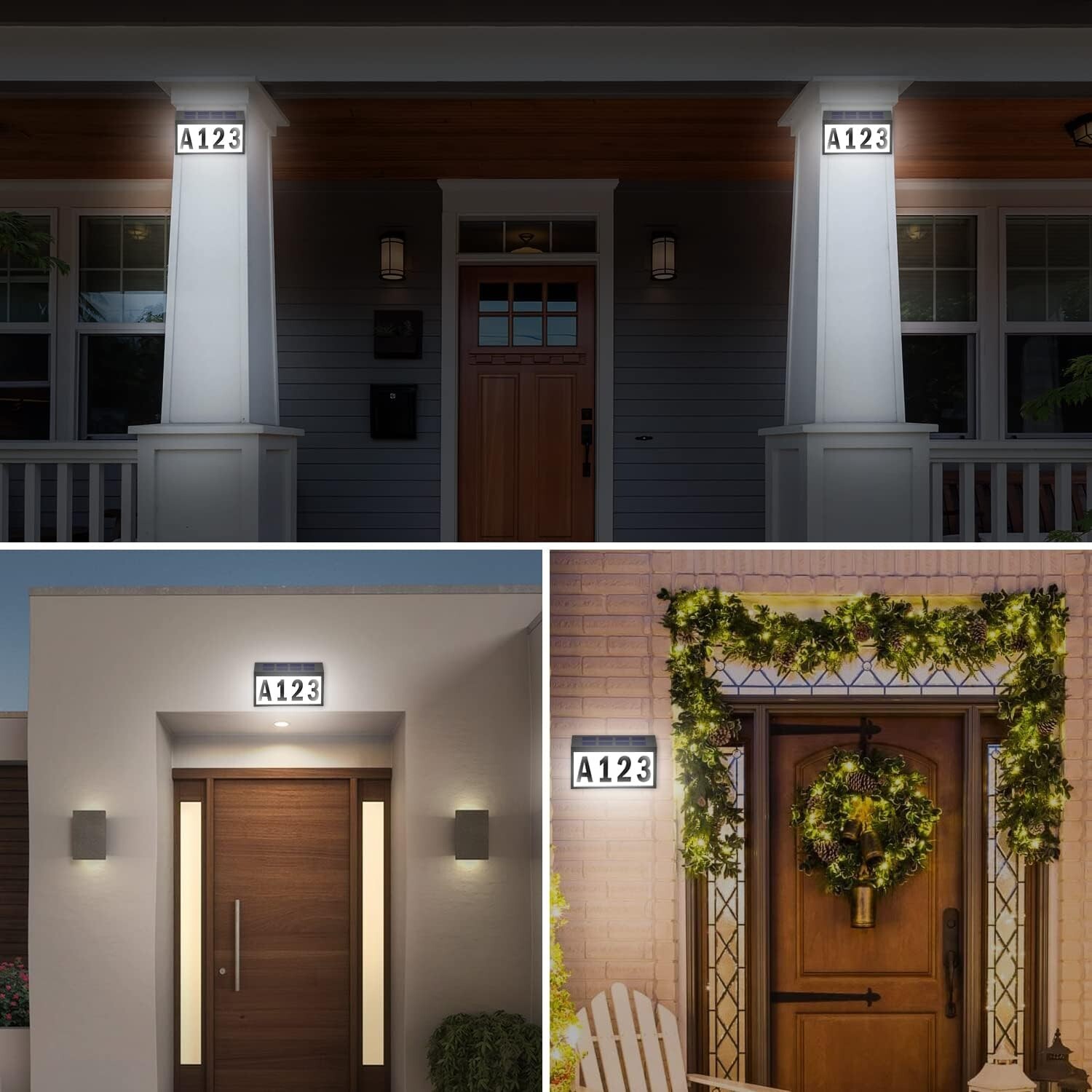 T-SUN Solar LED Light Sign House Street Door Address Plaque Number Plate Lamp US