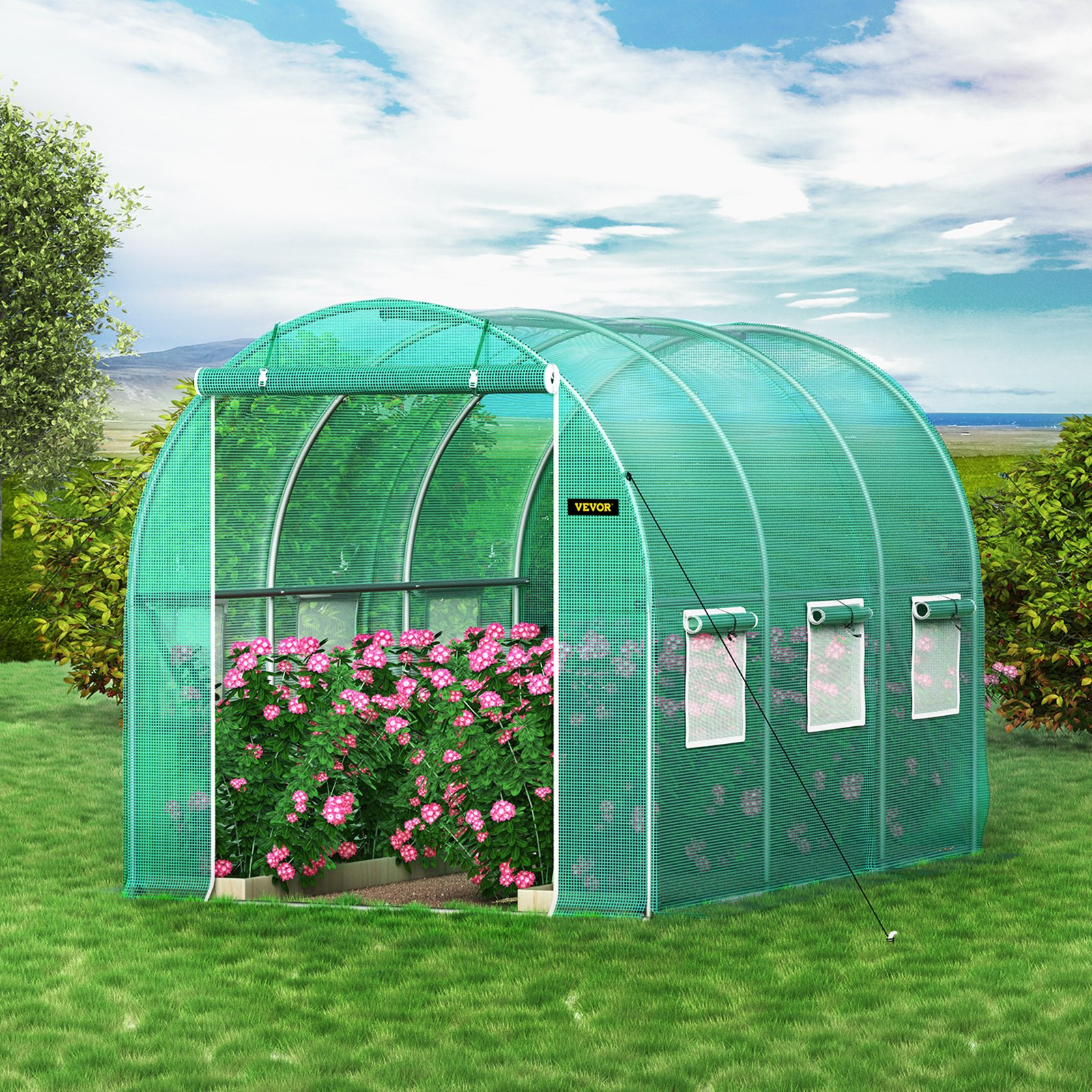 VEVOR Walk-in Tunnel Greenhouse, 9.8 x 6.6 x 6.6 ft Portable Plant Hot House w/