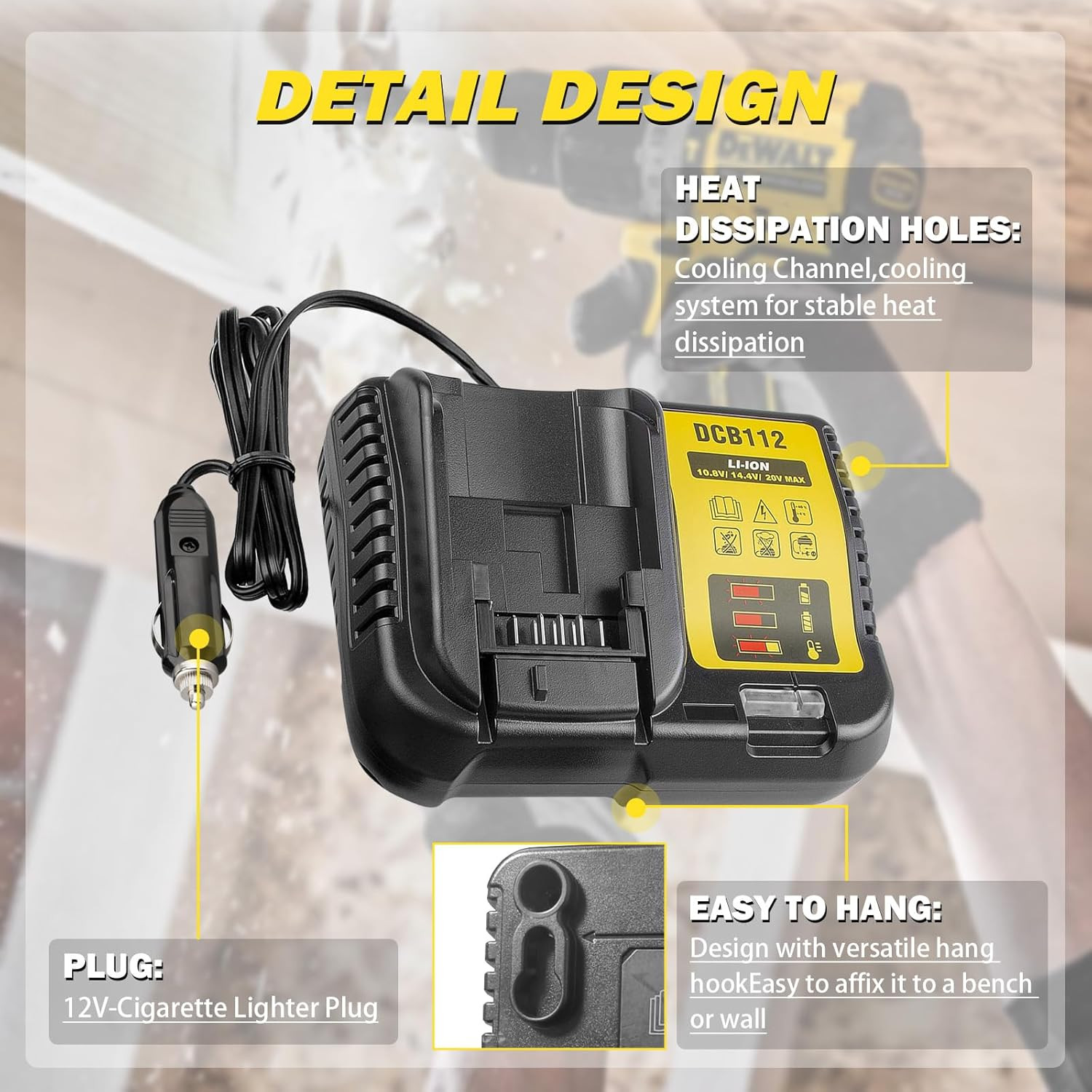 DCB112 for Dewalt Battery Car Charger, Replace for Dewalt 12V 20V and 60V Max Li