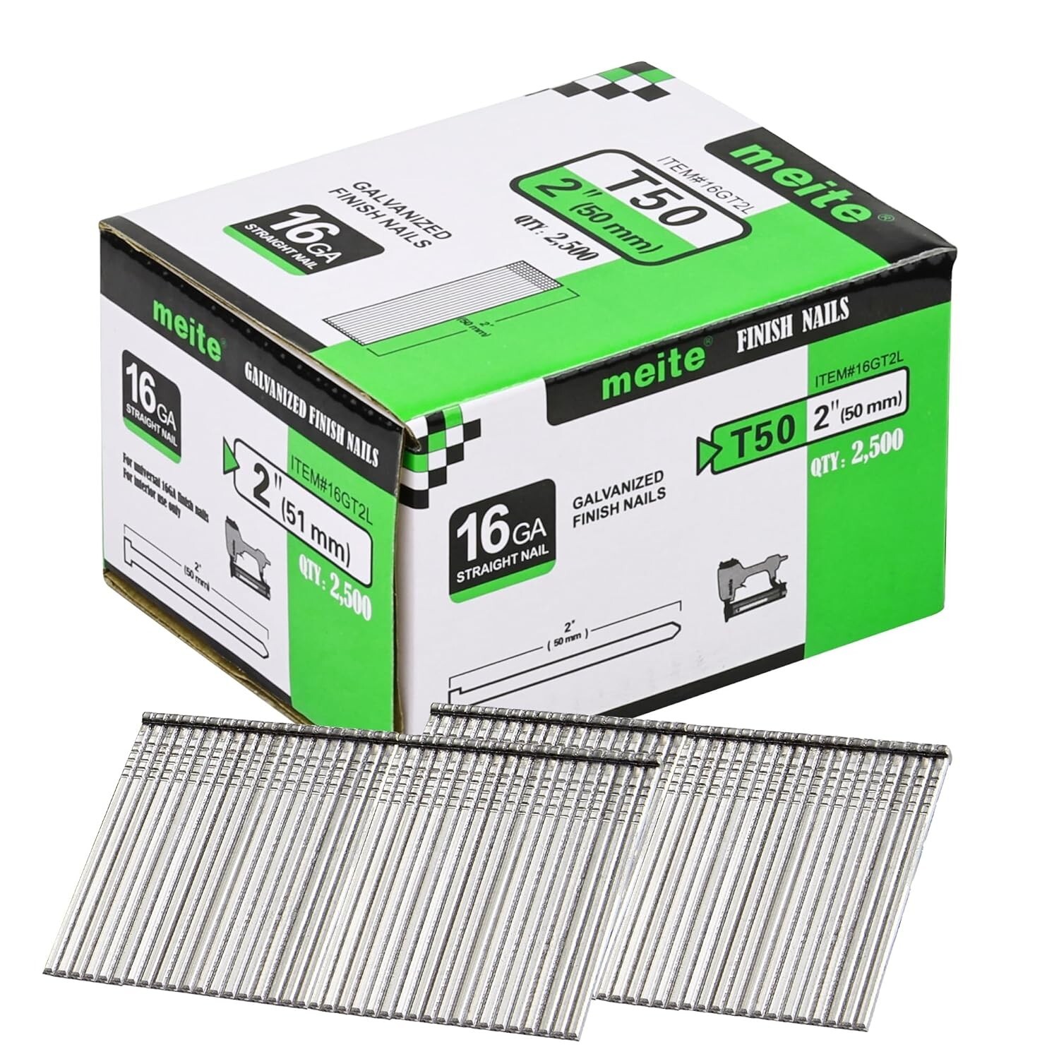 1,000-45,000 PCS meite 16 Gauge Finish Brad Nails 2″Length Galvanized (T Series)