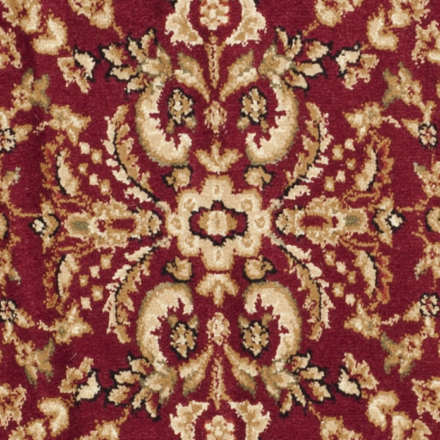 Lyndhurst 10′ Round Area Rug – Red & Black, Traditional, Easy Care, Non-Shedding