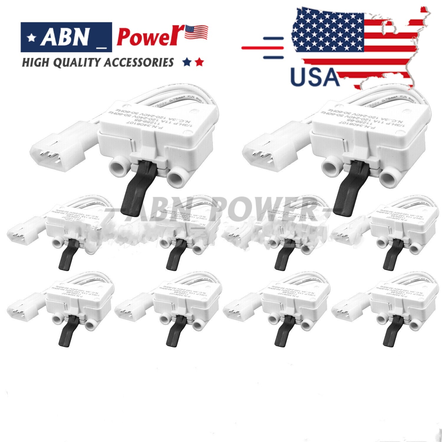 10Pcs 3406107 Dryer Door Switch Kit for Whirlpool Kenmore Maytag 3405100 3405101