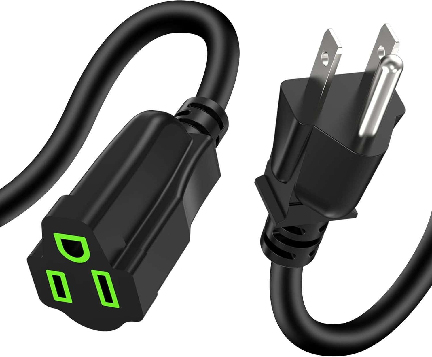 Power Extension Cord 10FT 3 Prong Grounded Electric Extension Cable Outlet Saver