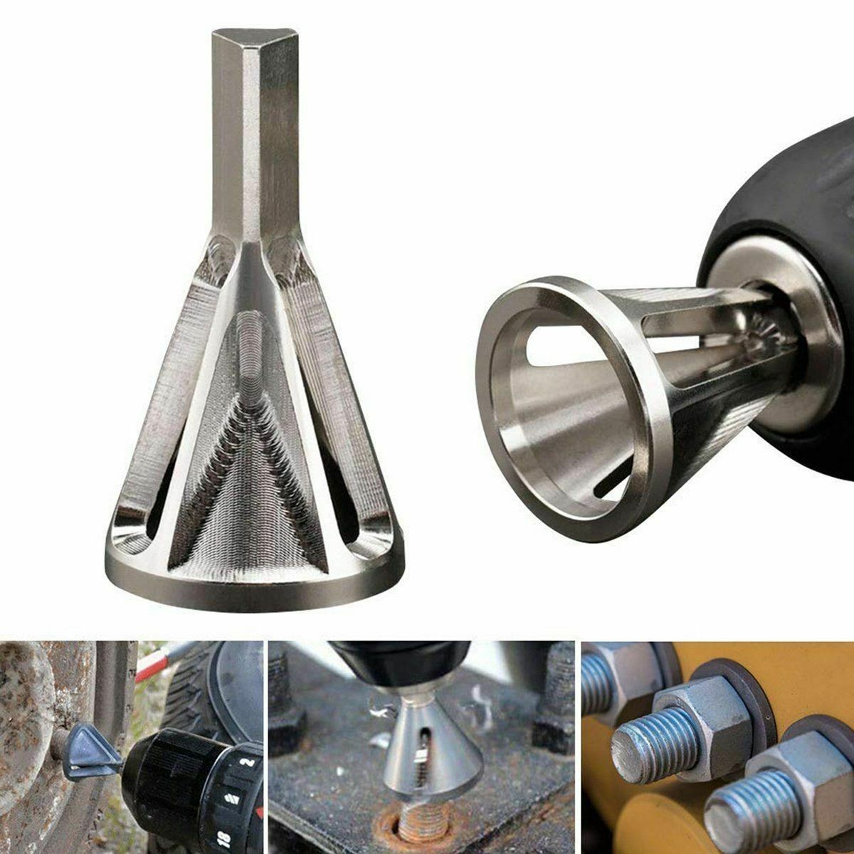 Deburring External Chamfer Tool Hex Shank Bolt Thread Repair Fit 1/2″- 1-3/8″