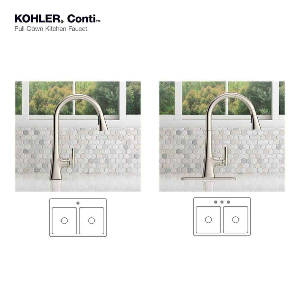 KOHLER Conti Pull Down Sprayer Kitchen Faucet in Vibrant Polished Nickel