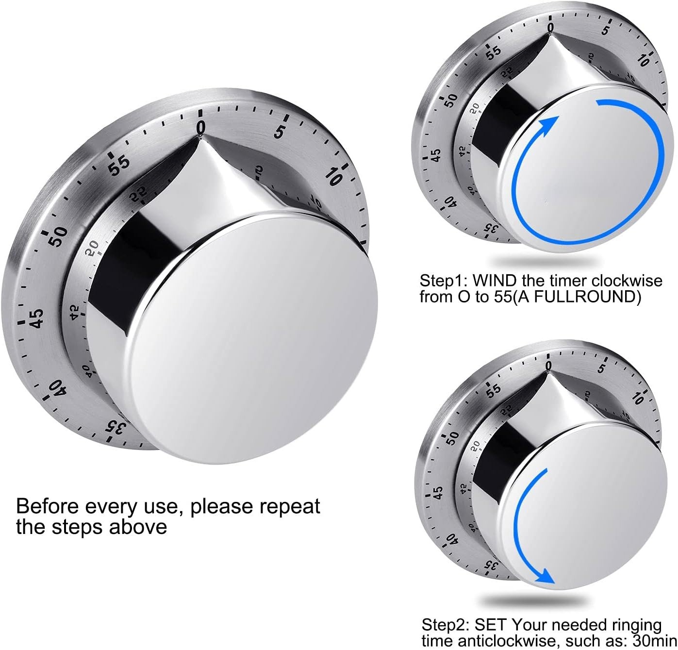 70db Loud Timer, Waterproof Stainless Steel Design – Ultimate Cooking Companion