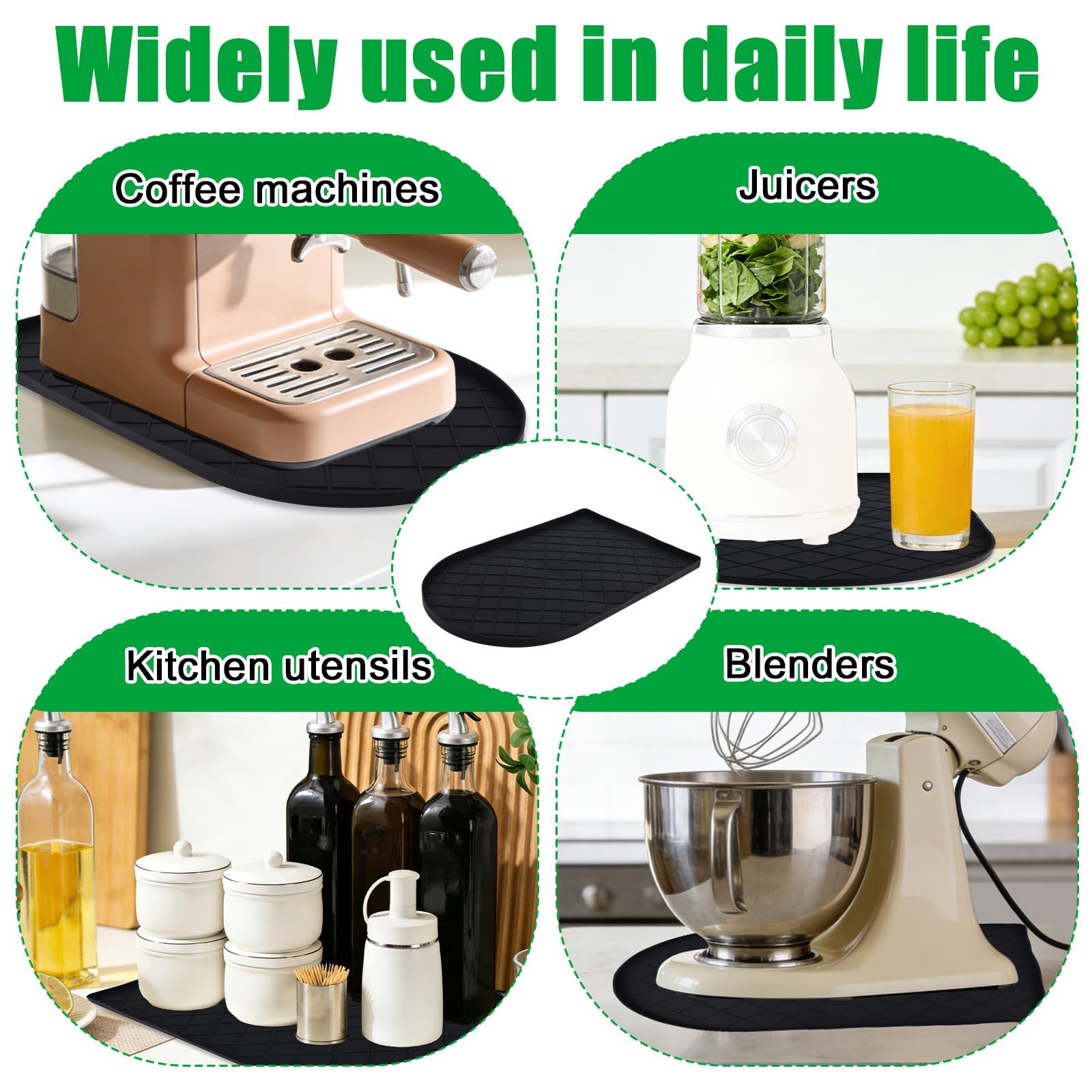 15.7×9.8in/40x25cm Silicone Coffee Mat for Countertop, Espresso Machine Dryin…