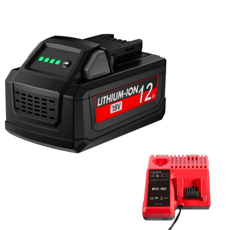 For Milwaukee For M18 12.0Ah Extended Lithium 18V 48-11-1880 Battery + Charger