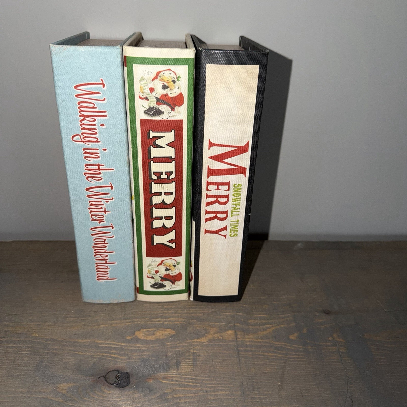 Mr. Christmas 8.5in Retro Style Snowman and Santa Stash Book Keepsake Boxes