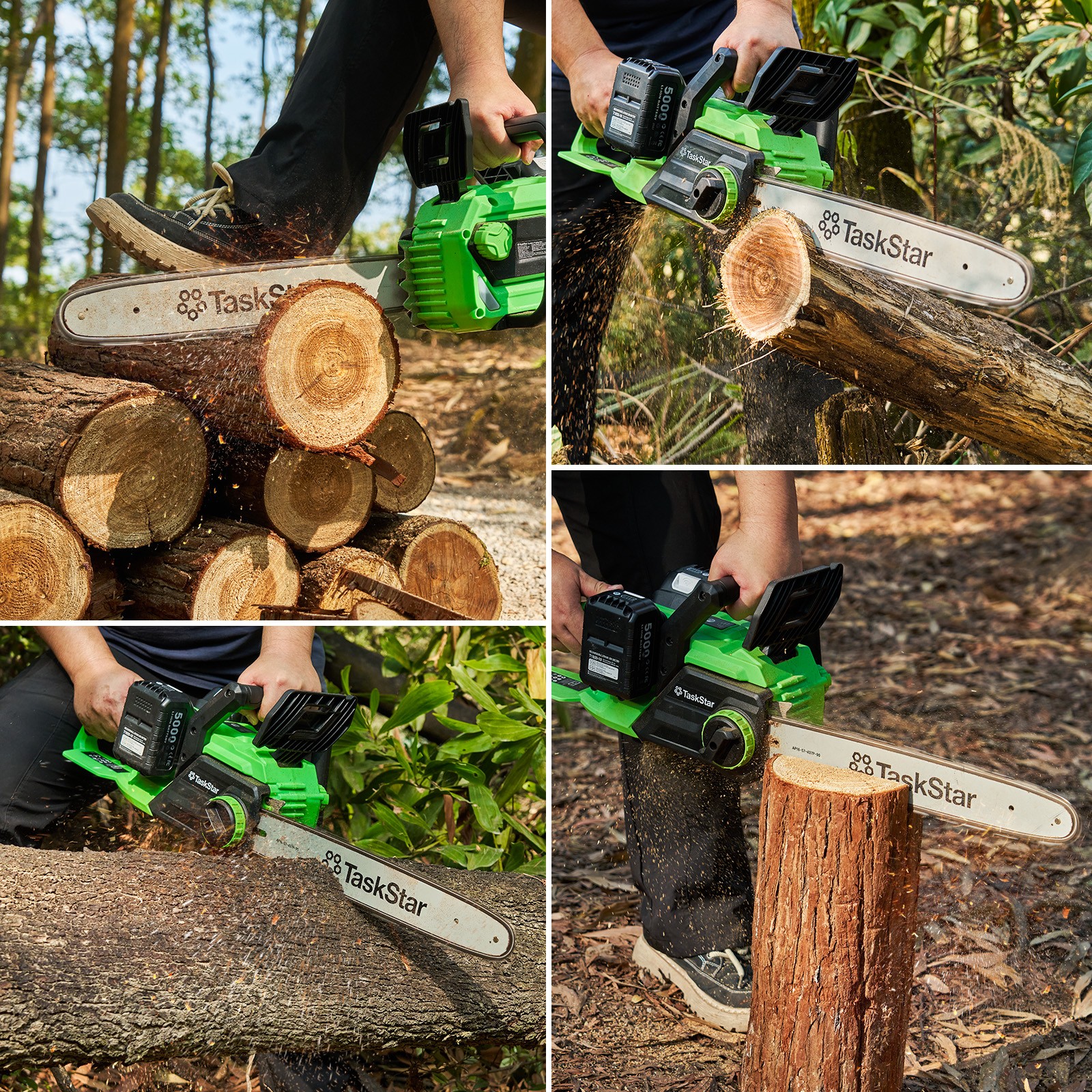 Taskstar 40V 16-Inch Cordless Chainsaw Brushless Saw 2×5.0Ah Battery & Charger