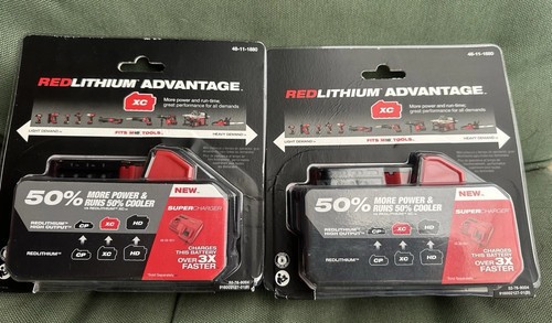 2 Pack New Milwaukee 48-11-1880 M18 HIGH OUTPUT 18V 8Ah XC8.0 Cordless Battery
