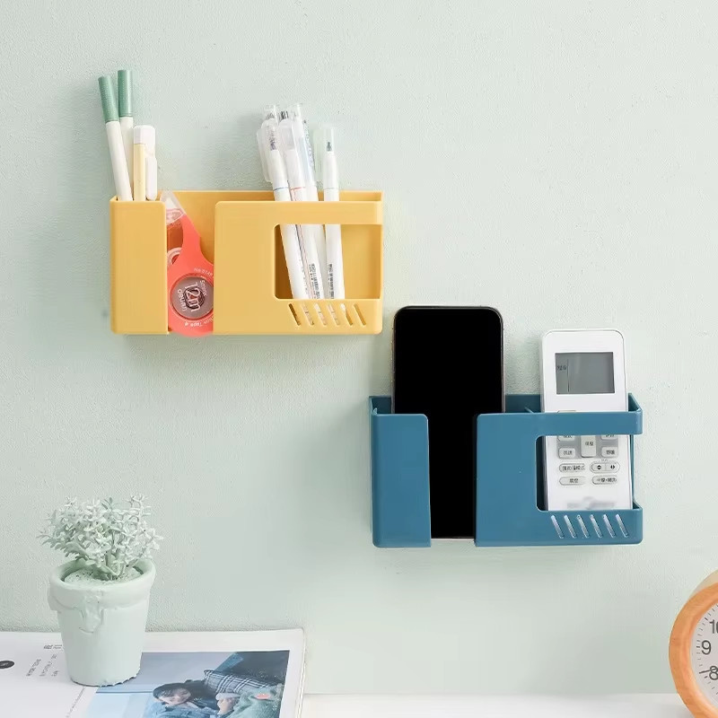 1PC Wall-Mounted Non-Punching Remote Control Storage Box Rack TV Air Conditionin