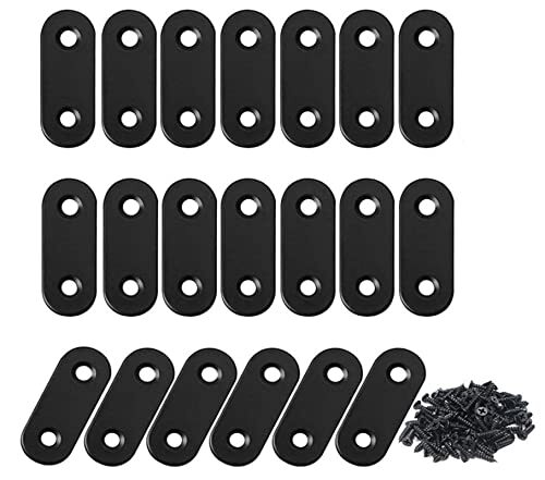Black Flat Straight Brace,20Pcs Metal Mending Brackets Straight Corner Braces St