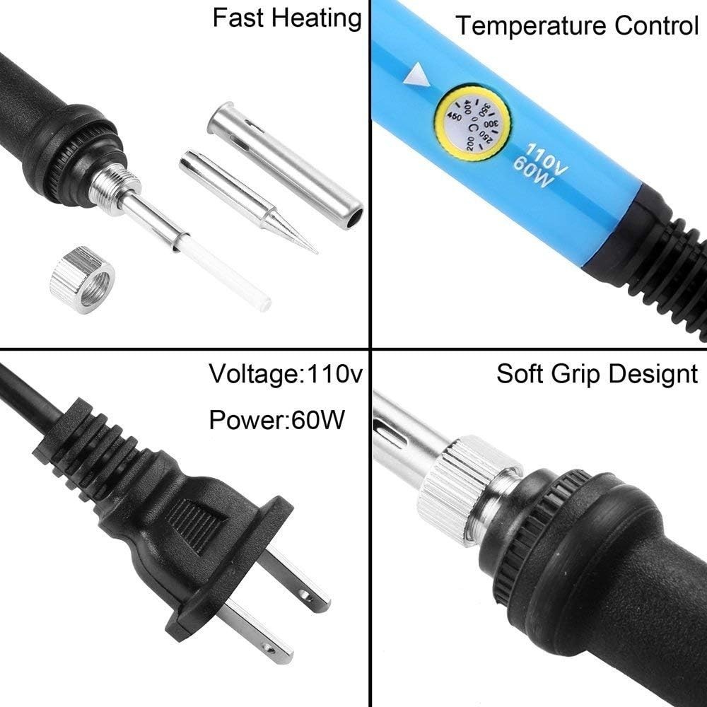 60W Digital Electric Soldering Iron Kit Tempe Adjustable Welding Tool Solder Gun
