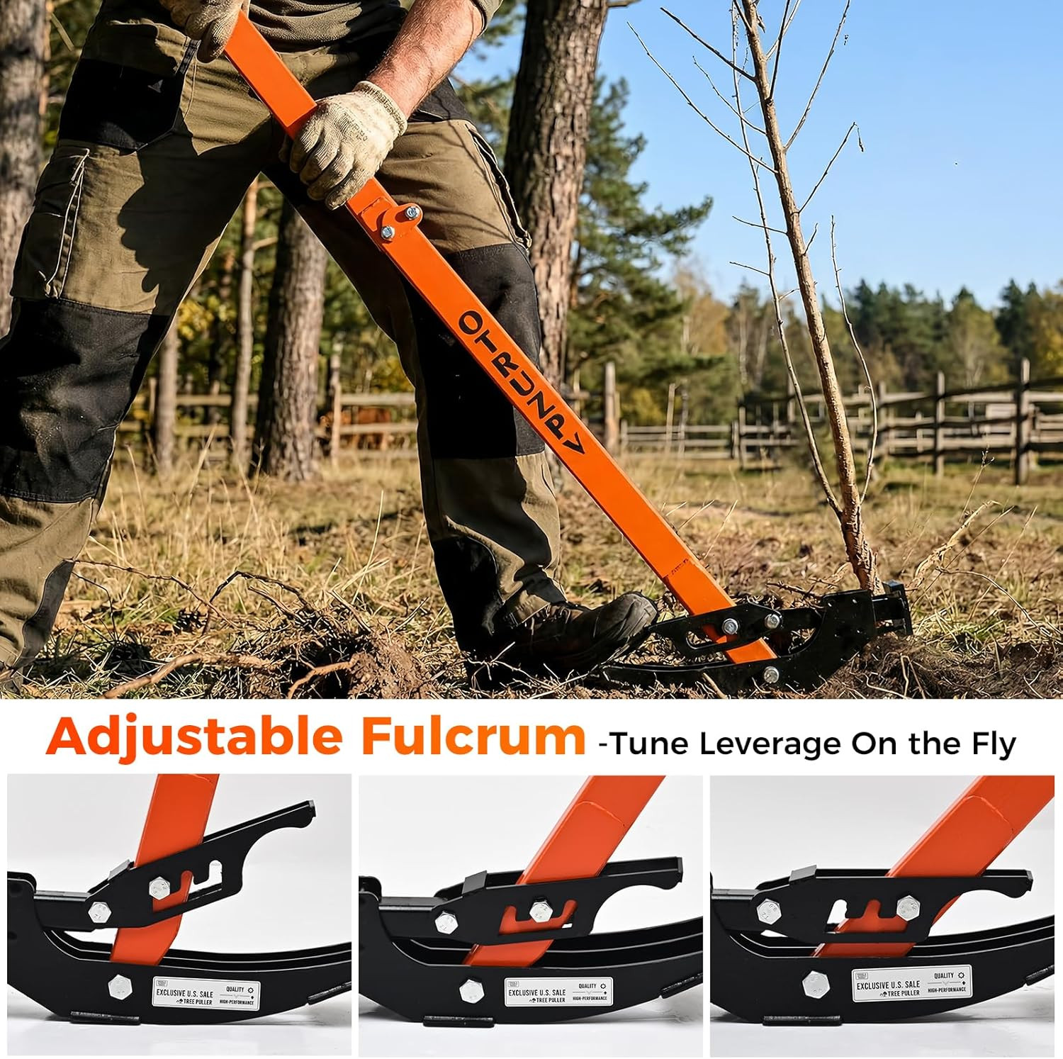 Heavy Duty Sapling Puller Tool High Leverage Tree Root Remover 1/4″ to 2″