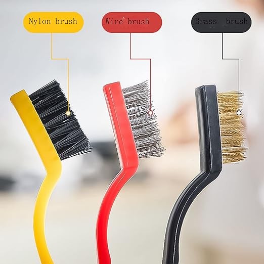 3Pcs Mini Wire Brush Brass Stainless Steel Nylon for Cleaning and Rust Removing