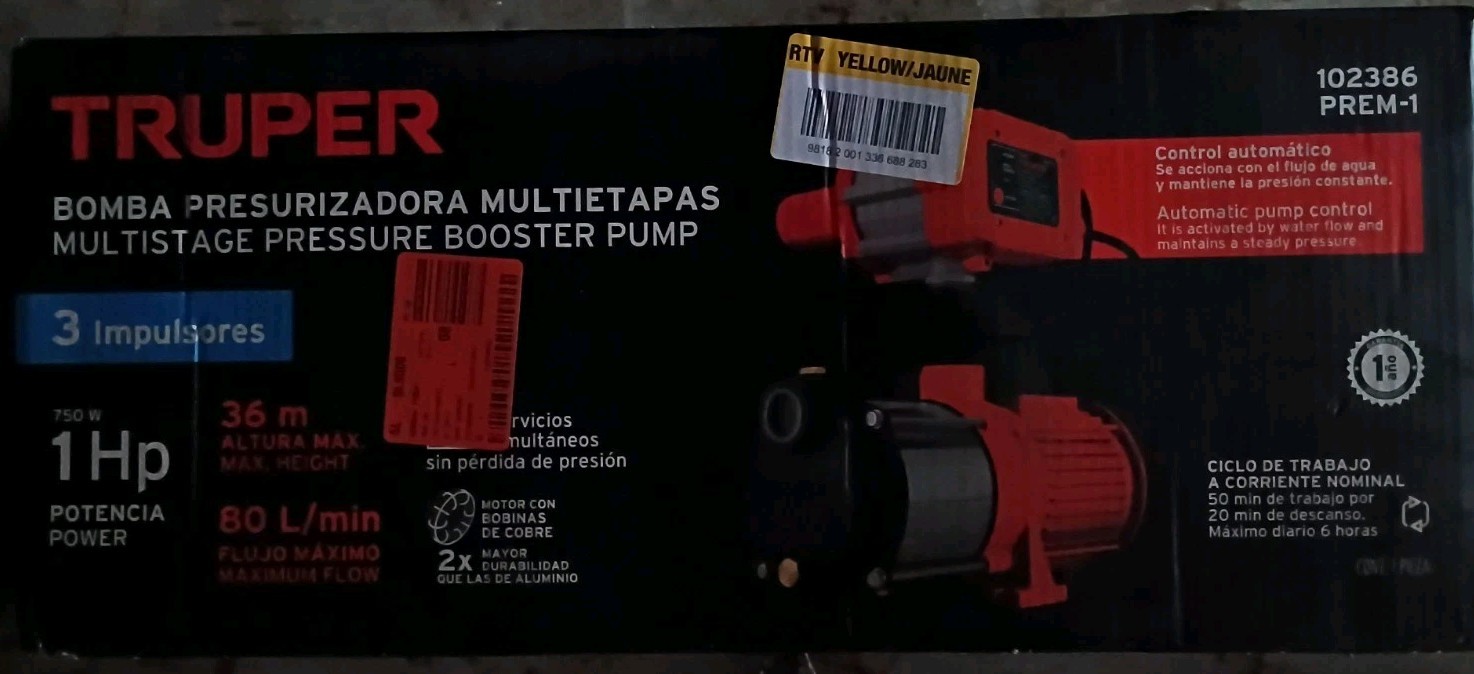TRUPER PREM 1 HP 373W 1/2 HP Pressure Pump Read Description Parts Only