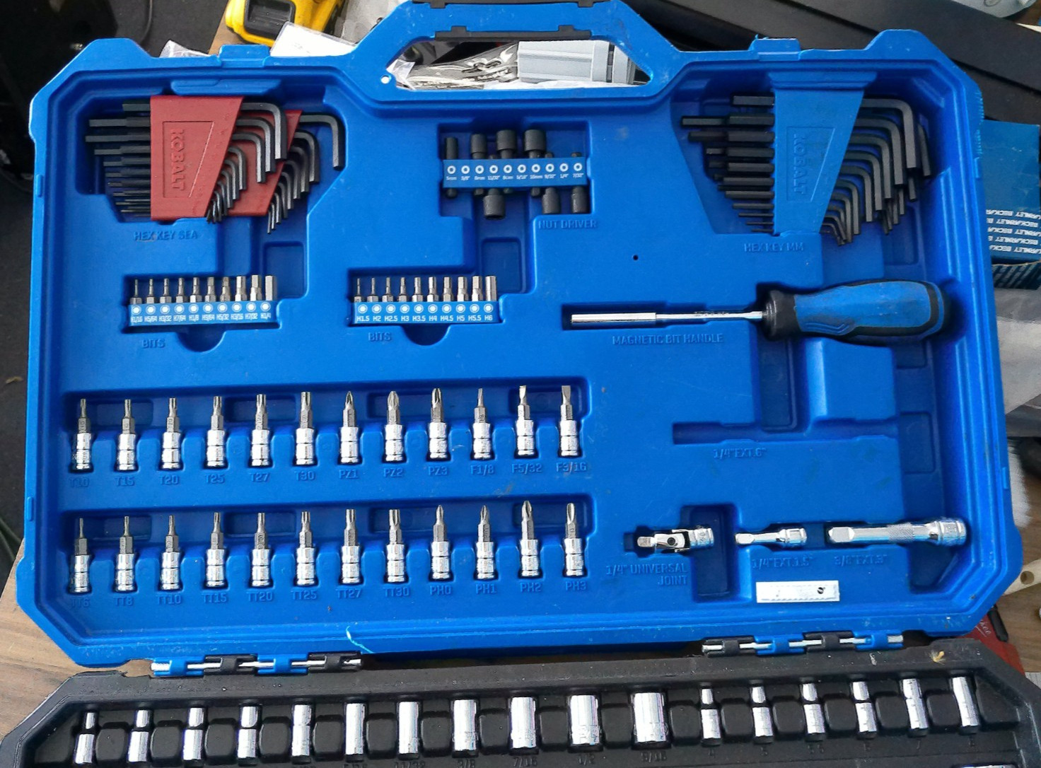 Kobalt Mechanics Chrome Tool Set, SAE, Metric – Hard Case Free US Shipping