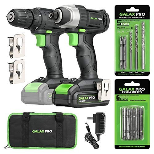 Cordless Drill Impact Driver Combo Kit – 1.3Ah Lithium-Ion Battery, Charger, 11
