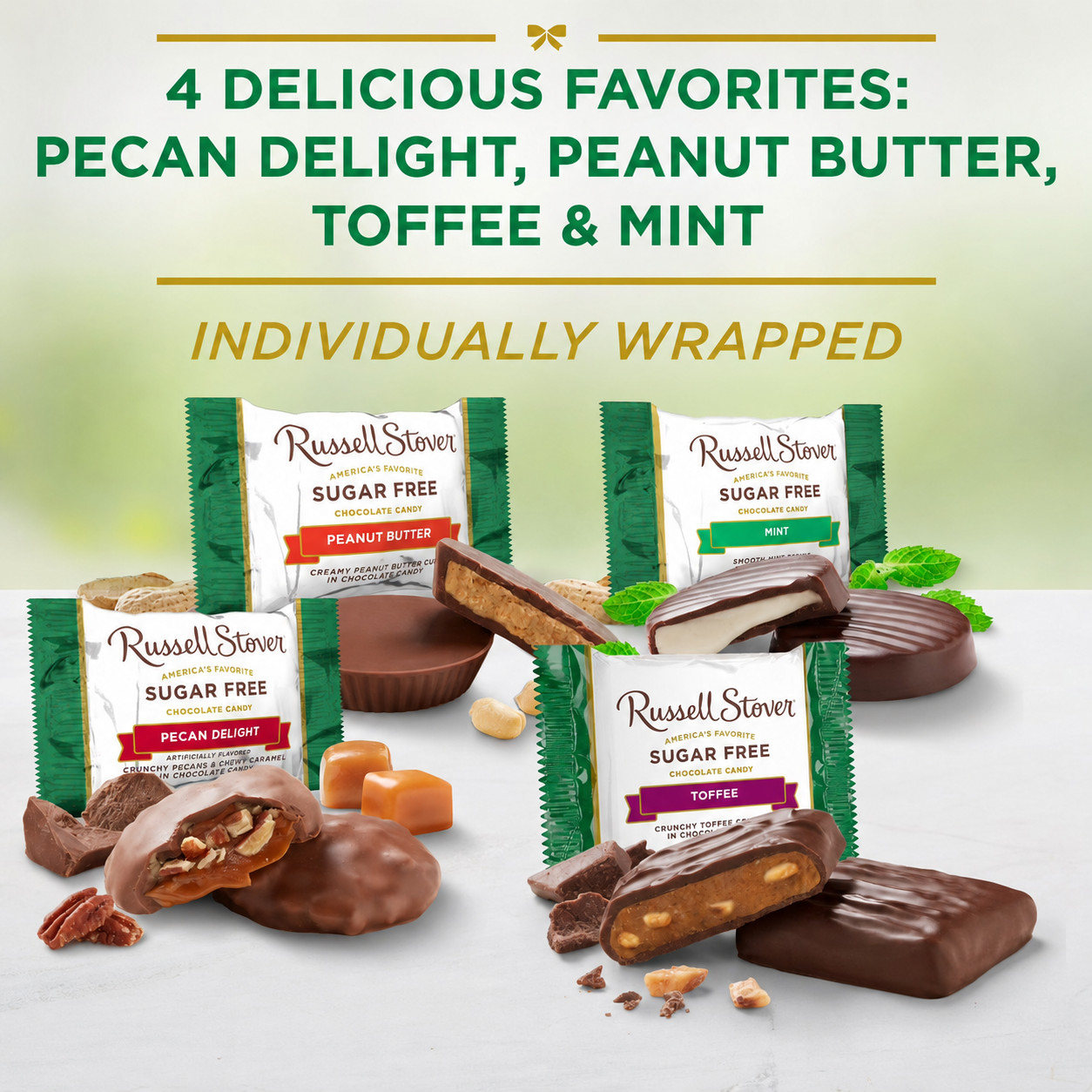 Russell Stover Sugar-Free, 4 Flavor Mix Assorted Chocolate Candy Bars (4 Pounds)
