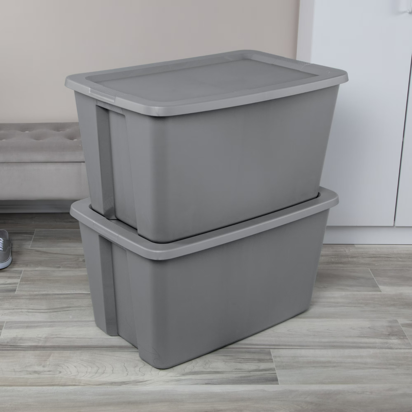 2x Extra Large Storage Bin, 30 Gallon Plastic Storage Container with Snap-On Lid