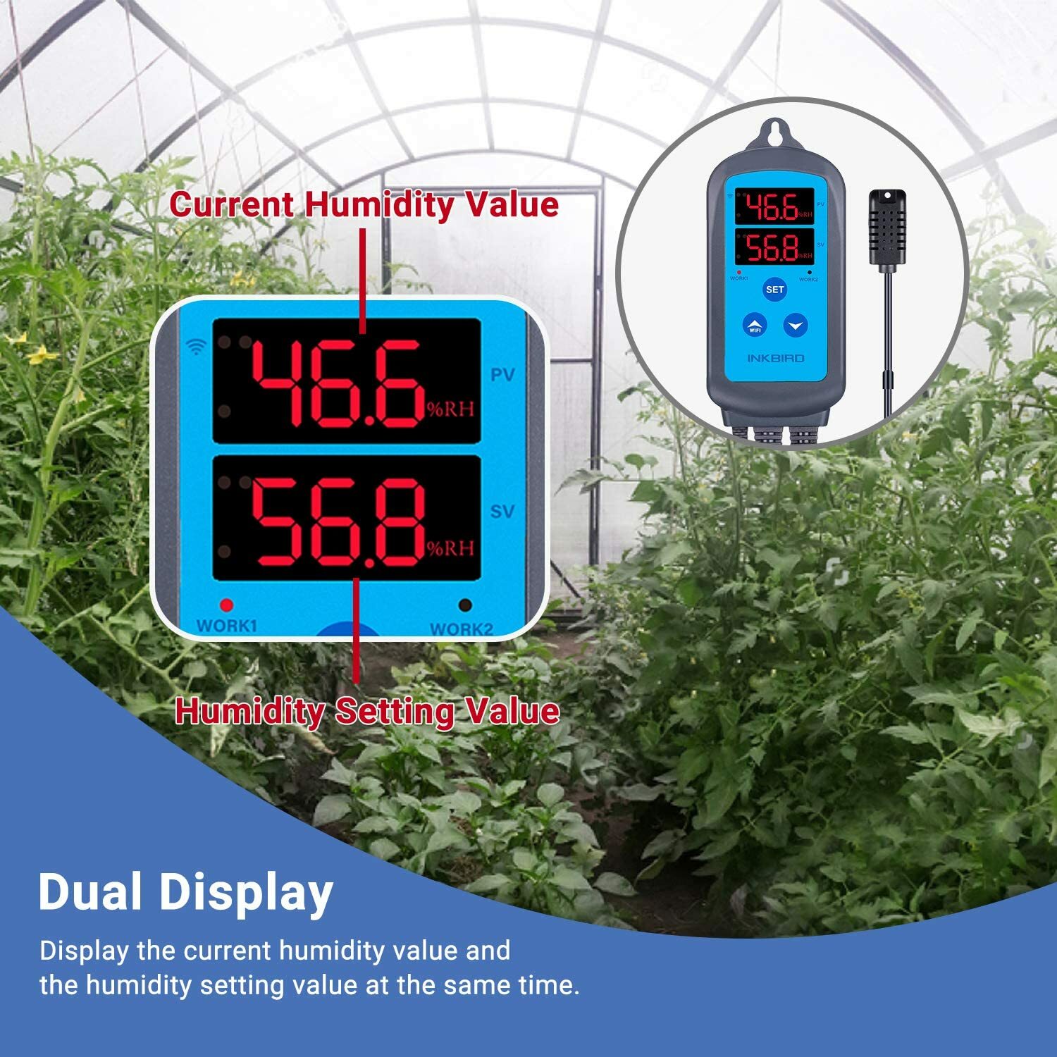 Inkbird Temperature Humidity Controller WiFi 2.4G Thermostat Outlets Humidistat