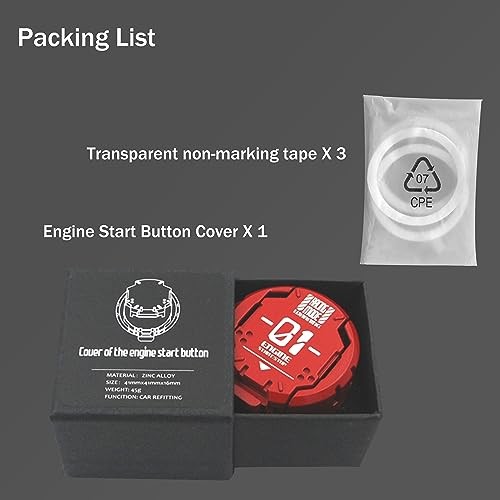 ???????? | Metal Mecha Push Start Button Cover, Car Press-A1-Red-Wordl