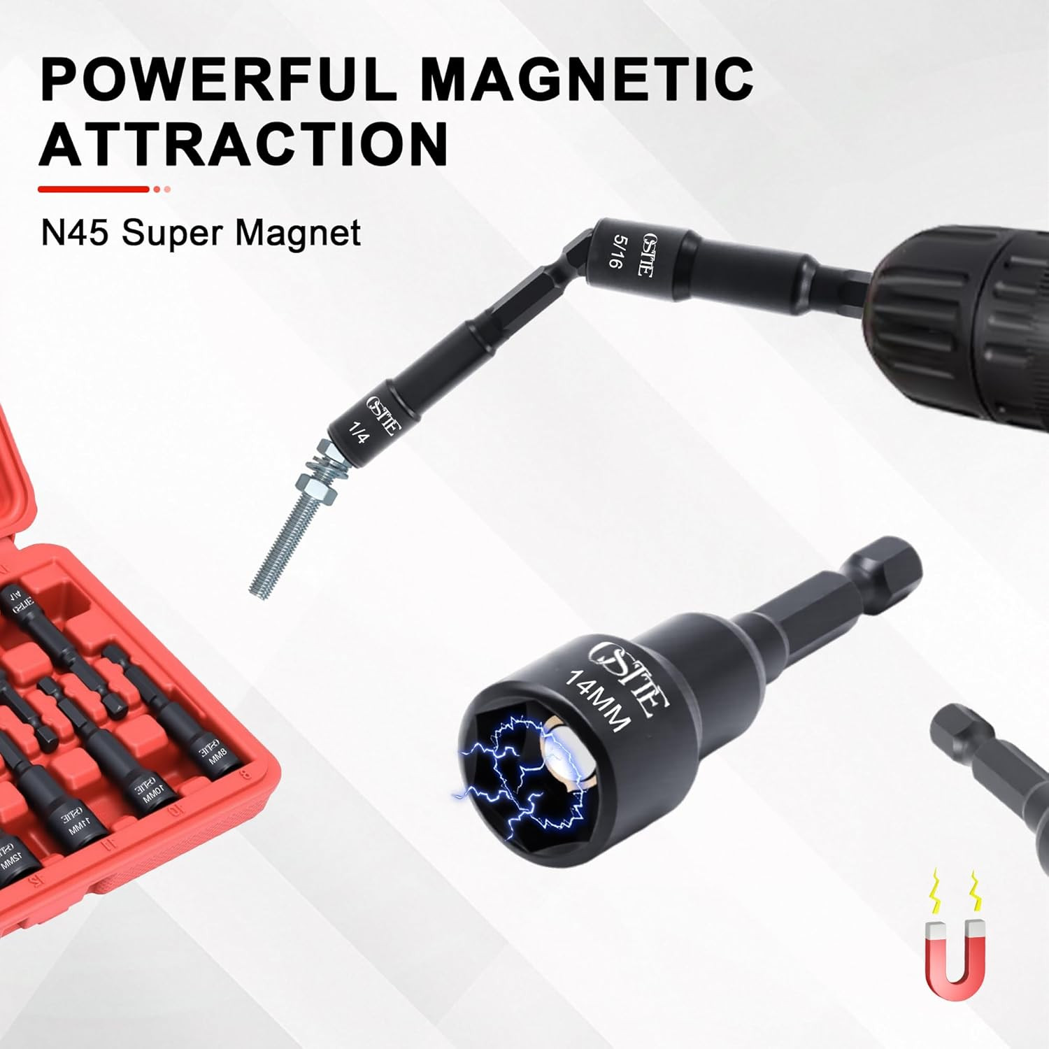12Pc Magnetic Nut Driver Set, 1/4″ Quick-Change | Cr-V Steel, SAE & Metric Sizes