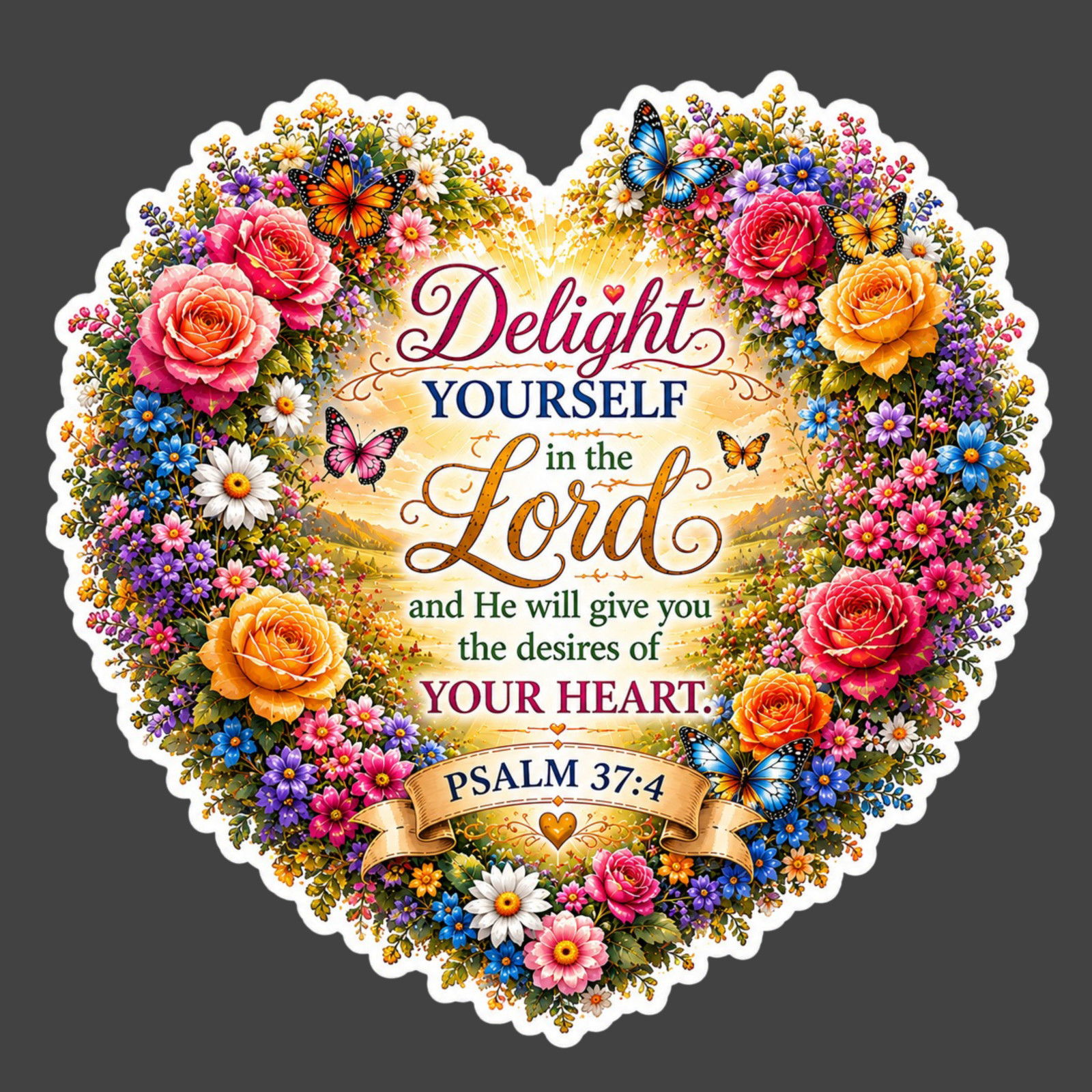 Christian Sticker Vinyl Decal Psalm 37:4 Delight Yourself In The Lord Faith