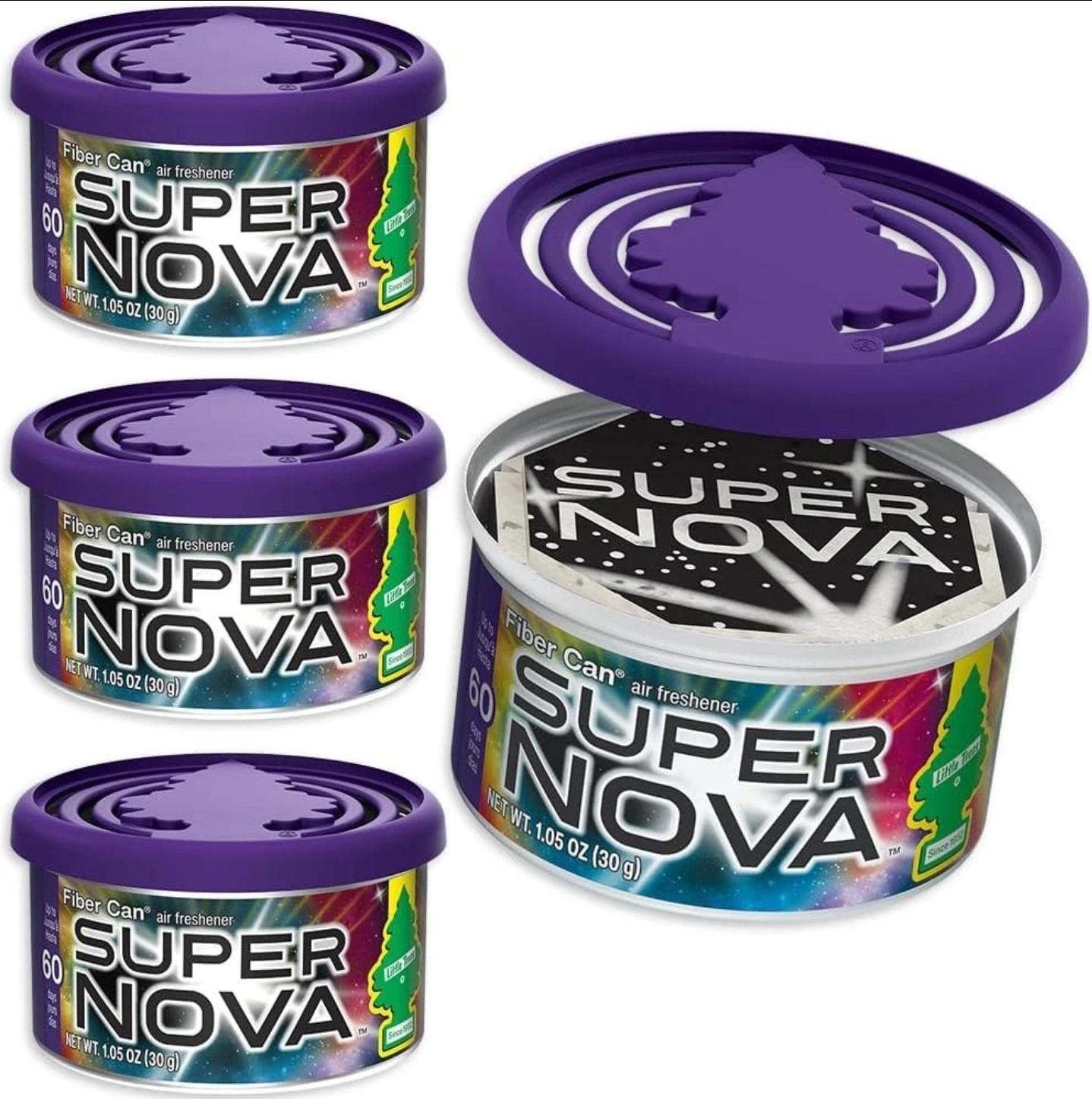 Little Trees Fiber Can Car Air Freshener Supernova Scent, 4 Packs, Free Shipping