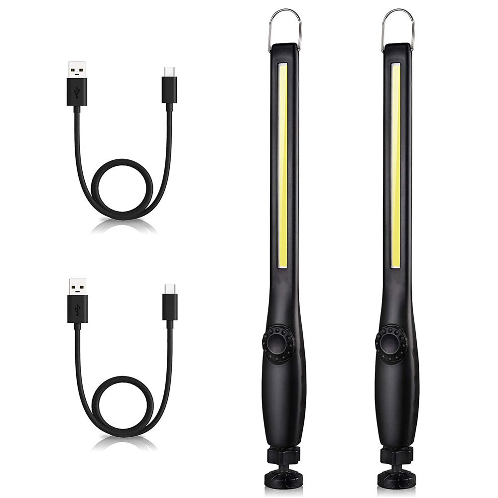 2pcs Rechargeable LED Slim Work Light Mechanic Flashlight Lamp Bar Camping Torch