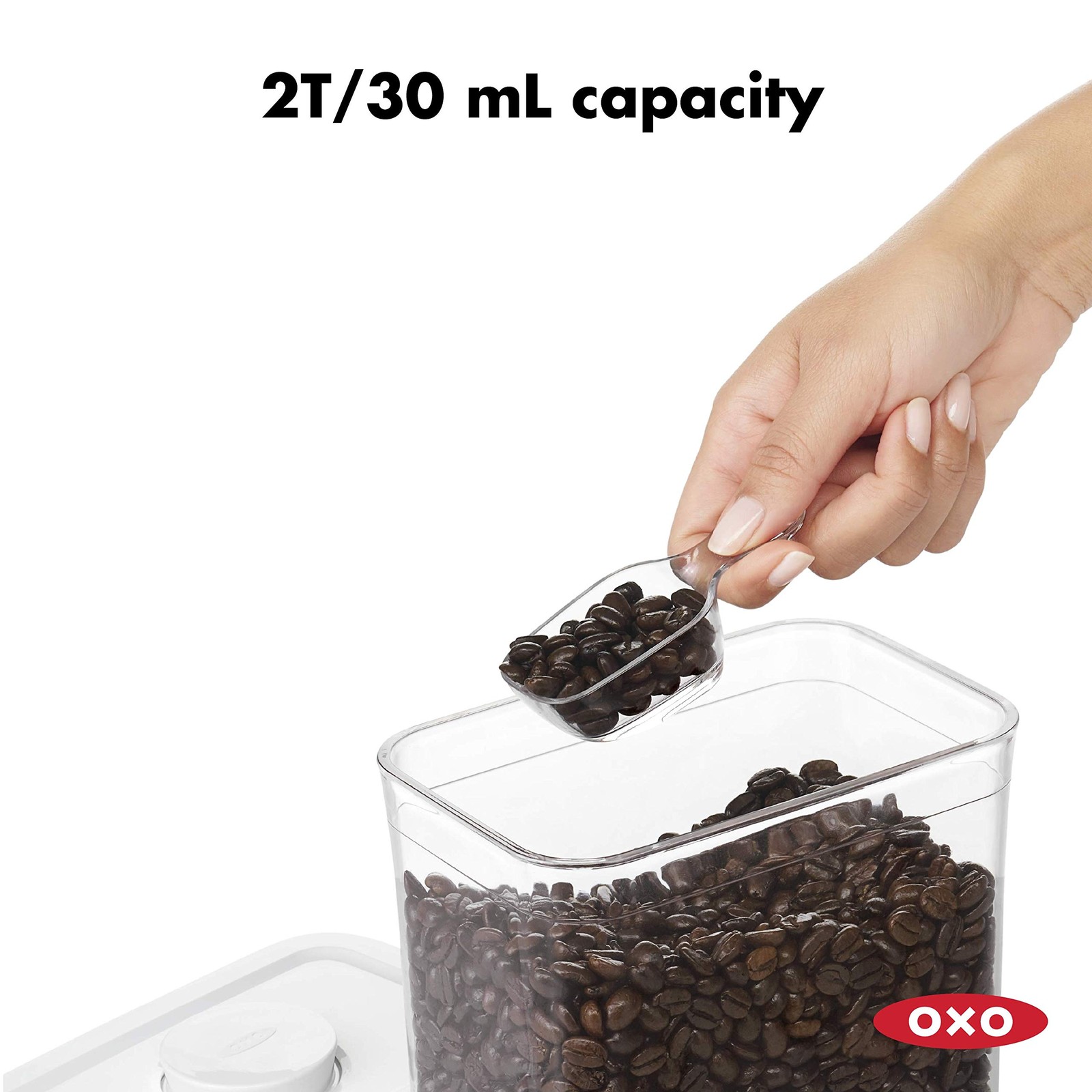 OXO POP Coffee Scoop | 2 T Capacity | BPA Free | Dishwasher Safe | 1.7 Qt | 1 lb
