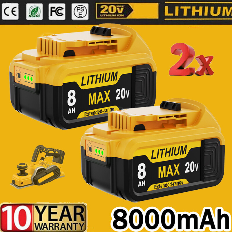 2Pack For DeWalt 20V 20 Volt Max 8.0AH Lithium Ion Battery DCB206 DCB205 DCB204