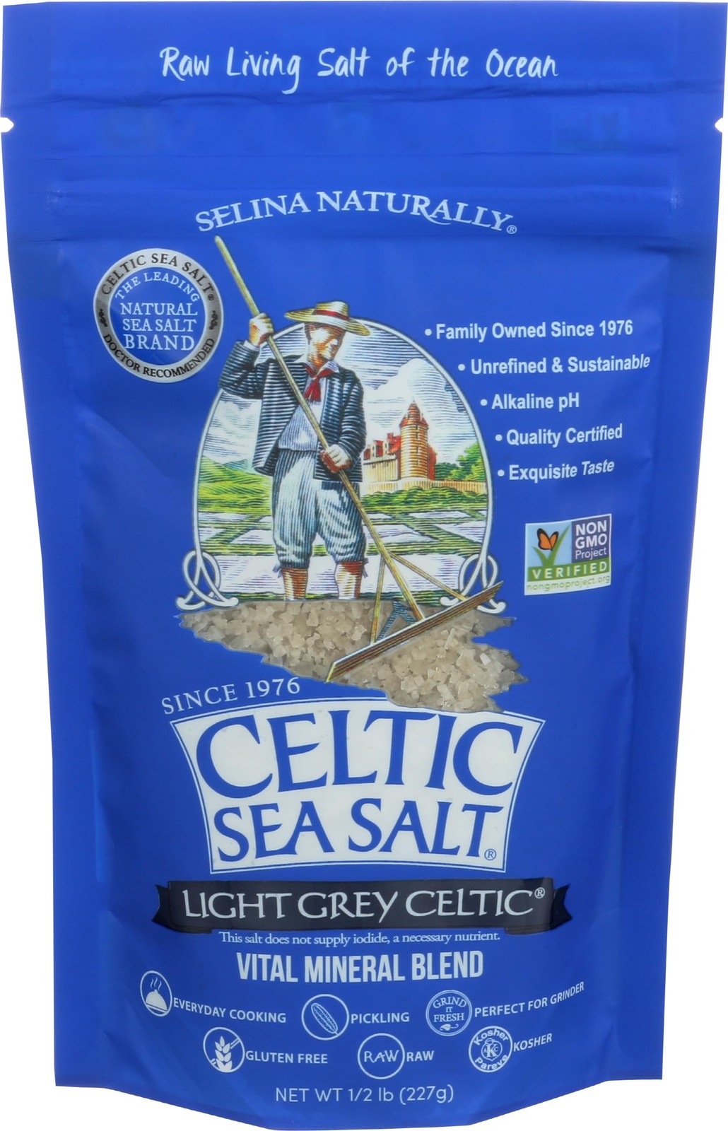 Light Grey Coarse Salt Unrefined Mineral Trace Minerals 0.5 lb Resealable Bag
